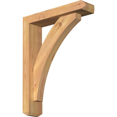 Ekena Millwork Thorton Craftsman Smooth Bracket w/ Offset Brace, Western Red Cedar, 3 1/2"W x 14"D x 18"H BKT0402X14X18THR04SWR